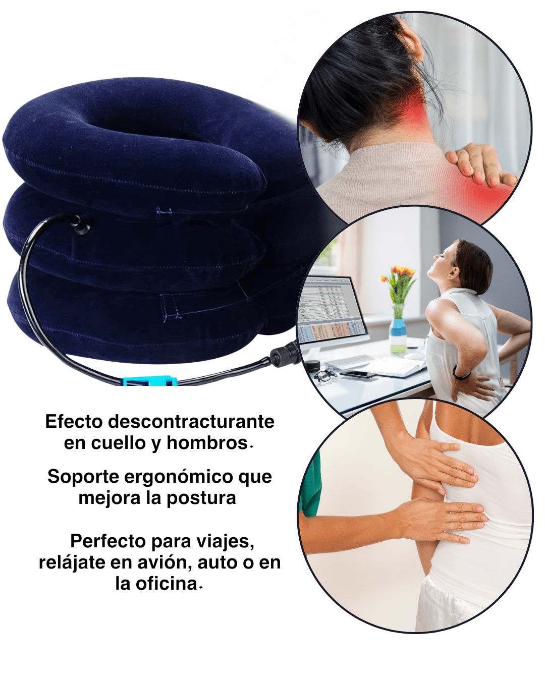 COJIN INFLABLE CERVICAL RELAJANTE Y DESCONTRACTURANTE - Vivafit